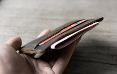 Handmade Leather Mens Cool billfold Wallet Card Holder Small Card Slim Wallets for Men