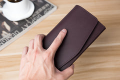 Handmade Leather Mens Clutch Wallet Cool Leather Wallet Long Phone Wallets for Men