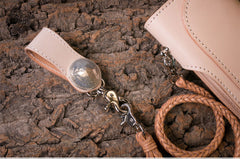 Handmade Mens Cool Beige Leather Chain Wallet Biker Trucker Wallet with Chain