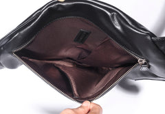 Black Leather Mens Sling Bag Sling Shoulder Bag Sling Backpack for men - iwalletsmen