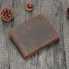 Handmade Leather Mens Cool Slim Leather Wallet Card Wallet Holders Men Small Wallets Trifold for Men