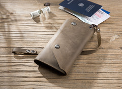Handmade Leather Mens Cool Long  Chain Wallet Phone Biker Trucker Wristlet Wallet