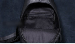 Genuine Leather Mens Cool Chest Bag Sling Bag Crossbody Bag Travel Bag Hiking Bag for men
