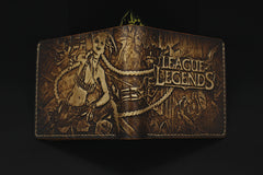Handmade Leather Tooled League of Legends LOL Jinx Mens billfold Wallet Cool Leather Wallet Slim Wallet for Men
