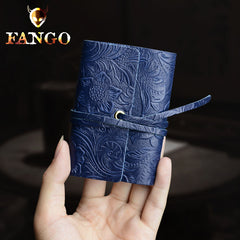 Handmade Leather Floral Mens Cool billfold Wallet Card Holder Small Card Slim Wallets for Men