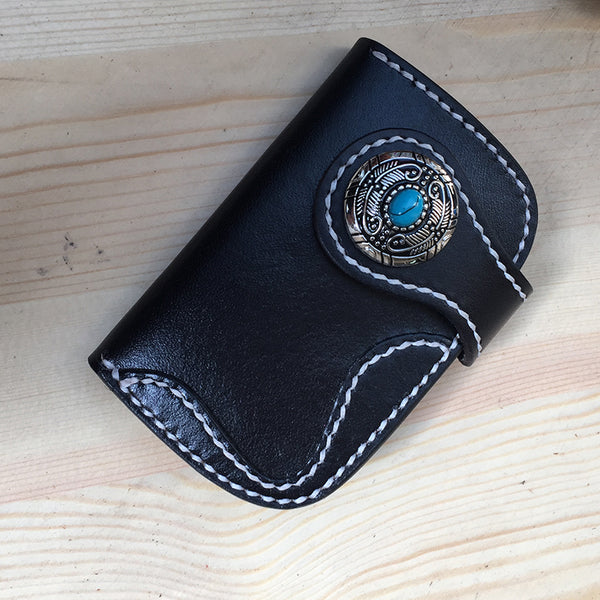 Handmade Leather Mens Biker Key Wallet Cool Key Wallets Card Wallet for Men - iwalletsmen