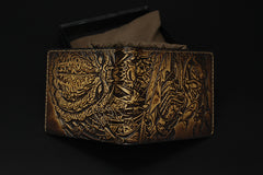 Handmade Leather Tooled Predator Mens billfold Wallet Cool Leather Wallet Slim Wallet for Men