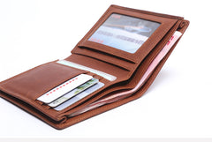 Genuine Leather Mens Cool Slim Leather Wallet Men Small Wallets Bifold for Men