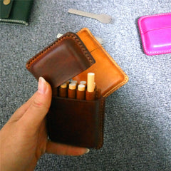 Cool Leather Mens 10pcs Cigarette Holder Case Vintage Custom Cigarette Case for Men - iwalletsmen
