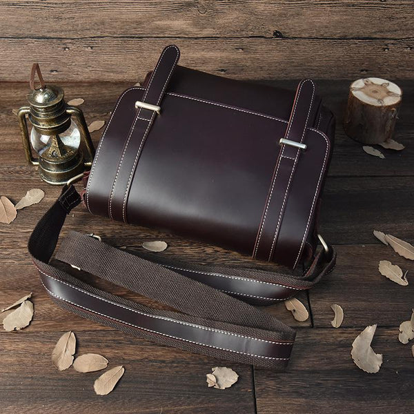 Vintage Leather Messenger Bag Shoulder Bag CrossBody Bag For Men - iwalletsmen