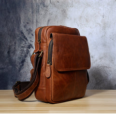 Genuine Leather Mens Cool Messenger Bag Small Bag Chest Bag Bike Bag Cycling Bag for men