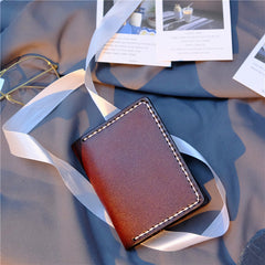 Handmade Leather Mens Cool Slim Front Pocket Card Wallet Leather Wallet Men Small Wallets  for Men