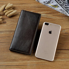 Cool Leather Mens Bifold Wallet Coffee Long Wallet for Men with Multi Cards - iwalletsmen