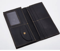 Handmade Leather Mens Clutch Wallet Cool Leather Wallet Long Phone Wallets for Men
