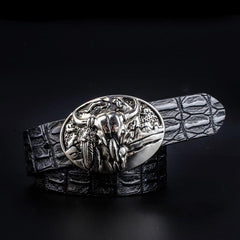 Handmade Genuine Leather Punk Rock Western Country Skull Mens Cool Men Biker Trucker Leather Belt