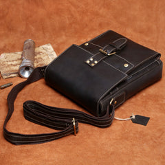 Handmade Leather Mens Cool Messenger Bag Square Bag Chest Bag Bike Bag Cycling Bag for men