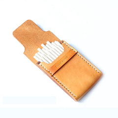 Handmade Wooden Leather Mens Cigarette Case Cool Beige Custom Cigarette Holder for Men - iwalletsmen