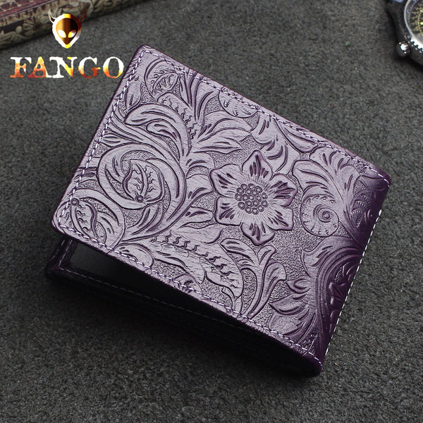 Purple Leather ID Holder Wallet Womens ID Card Holder Wallet Floral Wallet with ID Window bifold wallet with id window