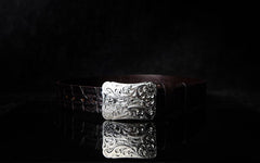 Handmade Leather Genuine Chinese Floral Mens Cool Men Biker Trucker Leather Belt