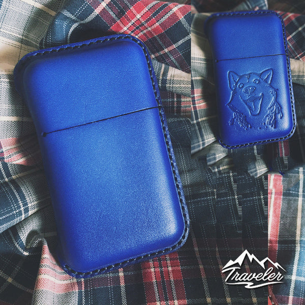 Blue Leather Mens Cigarette Holder Case Vintage Custom Cigarette Case for Men - iwalletsmen