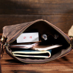 Handmade Leather Mens Cool Small Messenger Bag iPad Bag Chest Bag Bike Bag Cycling Bag for men