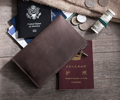 Handmade Leather Mens Travel Wallet Passport Leather Wallet billfold Long Wallets for Men