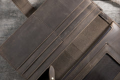 Handmade Leather Mens Clutch Wallet Cool Leather Wallet Long Phone Wallets for Men