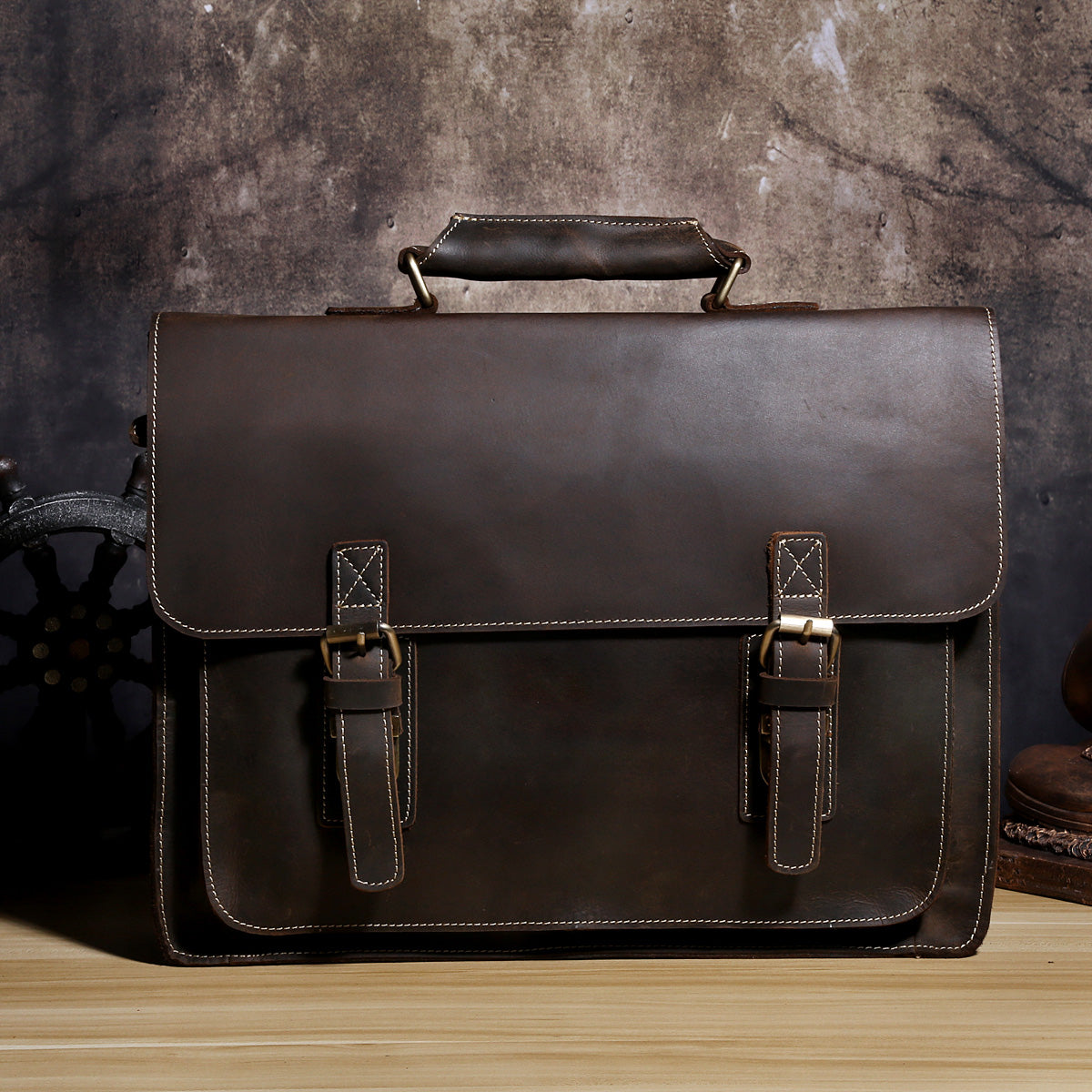 Genuine Leather Mens Cool Messenger Bag Briefcase Chest Bag Bike Bag Cycling Bag for men