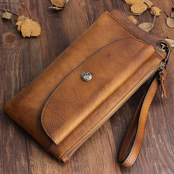 Handmade Mens Cool Long Leather Chain Wallet Cards Biker Trucker Wristlet Wallet - iwalletsmen