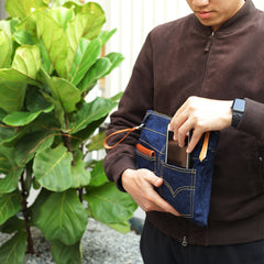 Cool Blue Jean Mens Clutch Bag Wristlet Bag Wallet Zipper Clutch Wallet For Men - iwalletsmen
