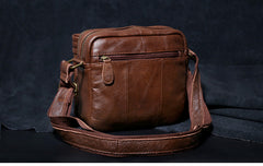 Genuine Leather Mens Cool Messenger Bag Square Bag Chest Bag Bike Bag Cycling Bag for men