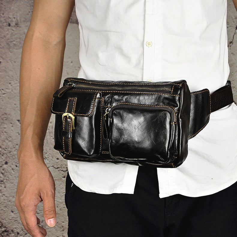 Leather Fanny Pack Mens Waist Bag Hip Pack Belt Bag Bumbag for Men ...
