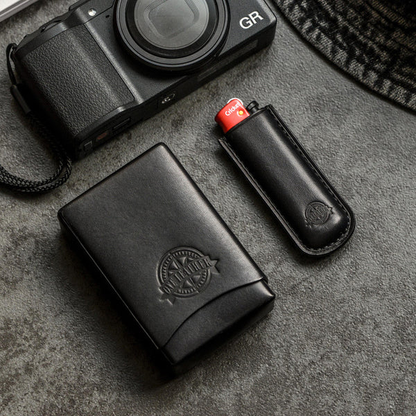 Handmade Black Leather Mens 20pcs Cigarette Case Cool Custom Cigarette Case for Men - iwalletsmen