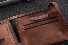 Handmade Mens Cool billfold Leather Wallet Men Small Slim Wallets Bifold for Men - iwalletsmen