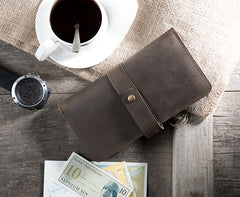 Handmade Leather Mens Clutch Wallet Cool Leather Wallet Long Phone Wallets for Men