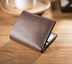 Handmade Leather Mens Cool Slim Leather Wallet Men Small Wallets Bifold for Men