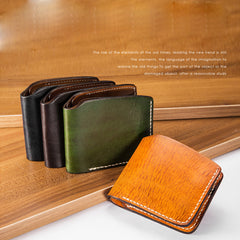 Handmade Mens Cool billfold Leather Wallet Men Small Slim Wallets Bifold for Men