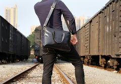 Genuine Leather Mens Cool Messenger Bag Briefcase Chest Bag Bike Bag Cycling Bag for men