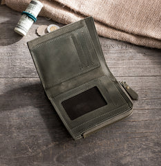 Handmade Leather Mens Cool Slim Leather Wallet Men Small Wallets Bifold for Men