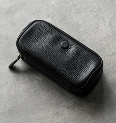 Cool Leather Black Mens Leather 2pcs Tobacco Pipe Case Zipper Tobacco Pipe Case for Men - iwalletsmen