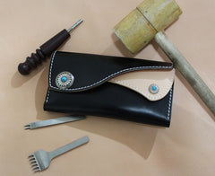 Handmade Leather Mens Clutch Long Wallet Cool Vintage Long Wallet for Women - iwalletsmen