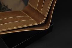 Handmade Leather Tooled World of Warcraft Lich King Mens billfold Wallet Cool Leather Wallet Slim Wallet for Men