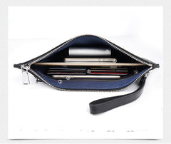 Handmade Leather Mens Cool Long Leather Wallet Zipper Clutch Wristlet Wallet for Men