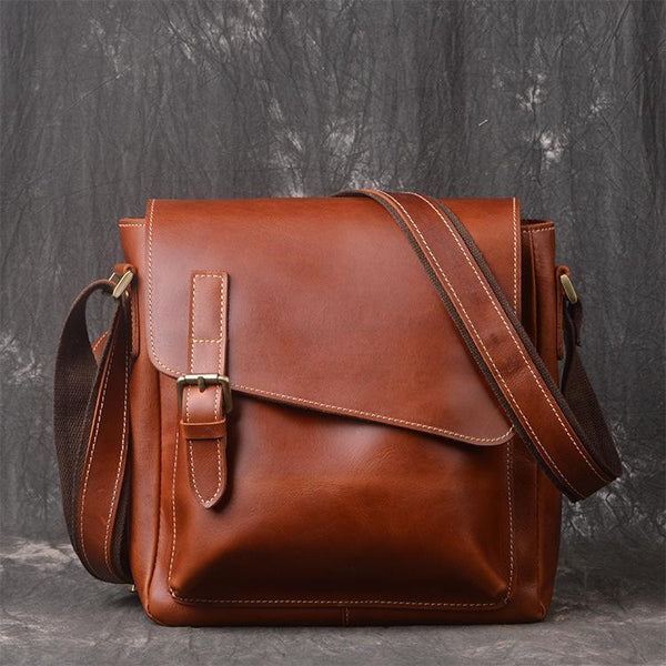 Cool Leather Men Vintage Coffee Messenger Bag Shoulder Bags for Men - iwalletsmen