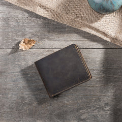 Handmade Leather Mens Cool Slim Leather Wallet Men Small Wallets Bifold for Men