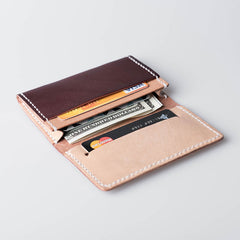 Handmade Leather Mens Cool billfold Wallet Card Holder Small Card Slim Wallets for Men