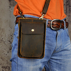 Leather Belt Pouch Mens Small Cases Waist Bag Hip Pack Belt Bag Fanny Pack Bumbag for Men
