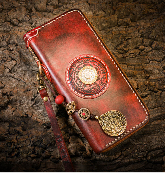 Handmade Leather Mens Chain Biker Wallet Cool Leather Wallet Long Phone Wallets for Men - iwalletsmen