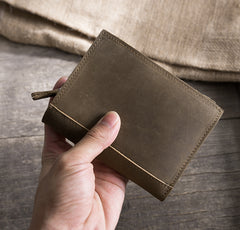 Handmade Leather Mens Cool Slim Leather Wallet Men Small Wallets Bifold for Men