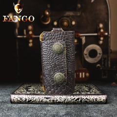 Handmade Leather Floral Mens Cool Car Key Wallet Coin Wallet Pouch Car KeyChain for Men